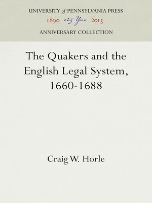 cover image of The Quakers and the English Legal System, 1660-1688